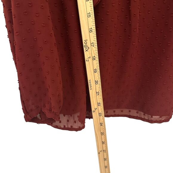 J. Crew Maroon Polyester Scoop Neck Flowy Blouse with Ruffles Size 14 - Picture 4 of 6